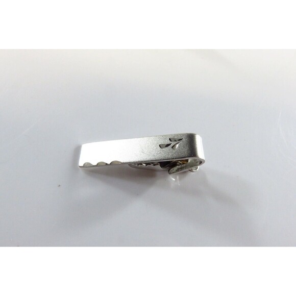 Rhodium over Sterling No Polish Sterling Silver Cufflink & Tie Bar Clip Set - Picture 2 of 8